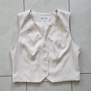 Avec Les Filles Cream Button Front Vest Size L Tailored Minimalist Top